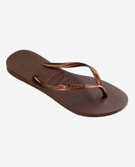 Havaianas Ladies Slim Dark Brown/Metal Acoused