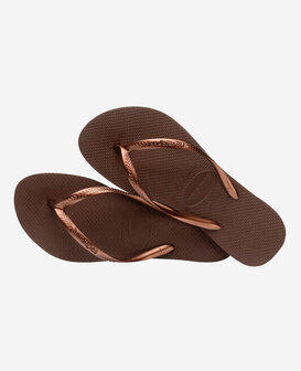 Havaianas Ladies Slim Dark Brown/Metal Acoused