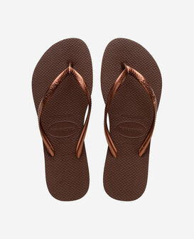 Havaianas Ladies Slim Dark Brown/Metal Acoused