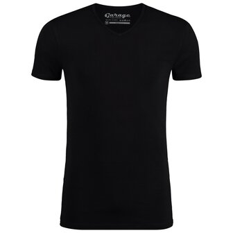 Garage BODYFIT T-shirt V-Neck - ZWART