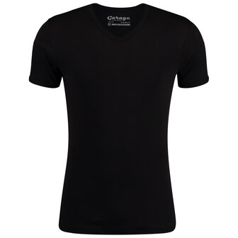 Garage SEMI BODYFIT T-shirt V-Neck ZWART