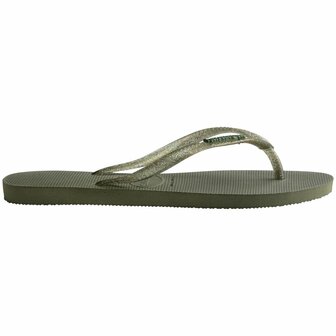 Havaianas Ladies Slim Logo Metallic Green