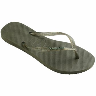 Havaianas Ladies Slim Logo Metallic Green