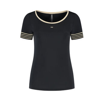 Padel73 Golden Trims Shirt Round Neck Black/Gold