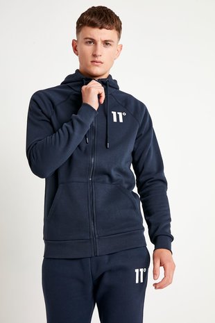 Sweater 11 Degrees Full Zip Hoodie Heren Dark Navy