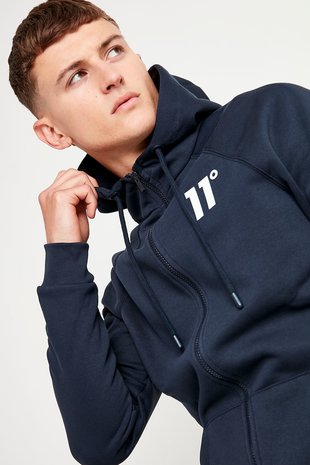 Sweater 11 Degrees Full Zip Hoodie Heren Dark Navy