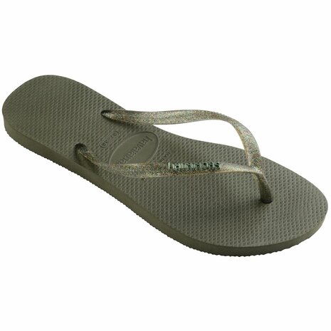 Havaianas Ladies Slim Logo Metallic Green