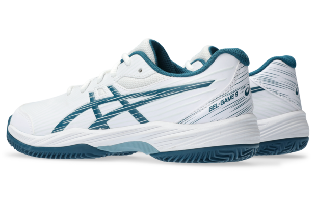 Asics Gel Game 9 Clay/OC GS Wit/Restful Teal