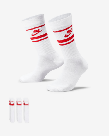 Nike Sokken Sportswear Dri-FIT 3-Pack Wit/Rood