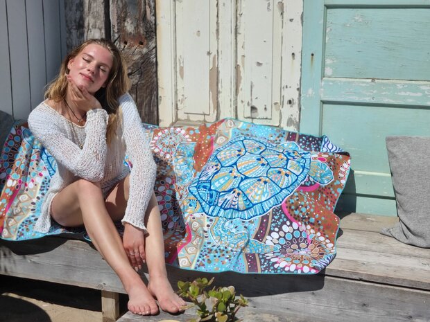SooBluu Reishanddoek en Strandlaken XL TURTLE 100 x 190 cm