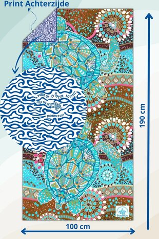 SooBluu Reishanddoek en Strandlaken XL TURTLE 100 x 190 cm