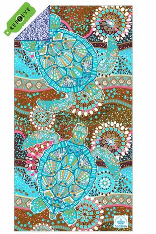 SooBluu Reishanddoek en Strandlaken XL TURTLE 100 x 190 cm